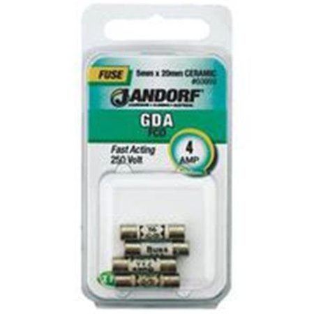JANDORF UL Class Fuse, GDA Series, Fast-Acting, 4A, 250V AC 3398302